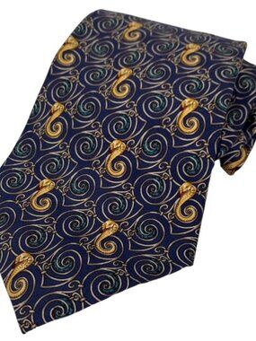 Kielstein-Cord Men's Tie Blue & Gold Cobra Design 100% Silk Italian Adjustable
